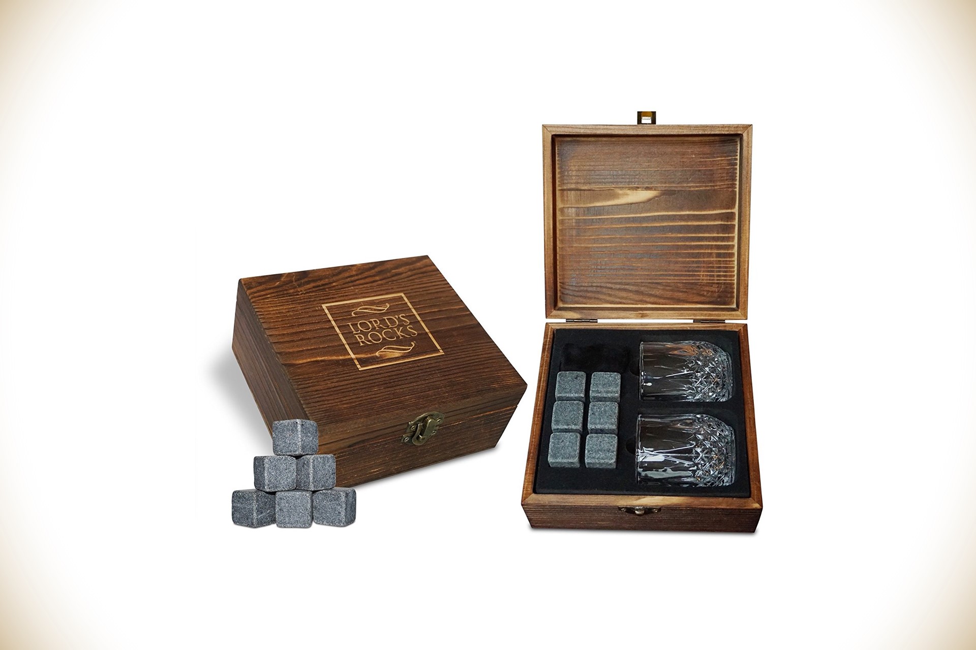 Granite Ice Stones and Crystal Glasses Set